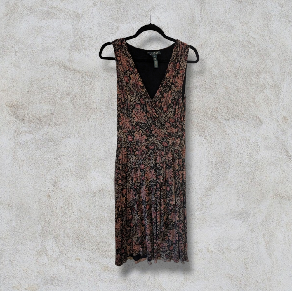 Ralph Lauren Runch Waist Stretch Floral Dress | M - Picture 2 of 3